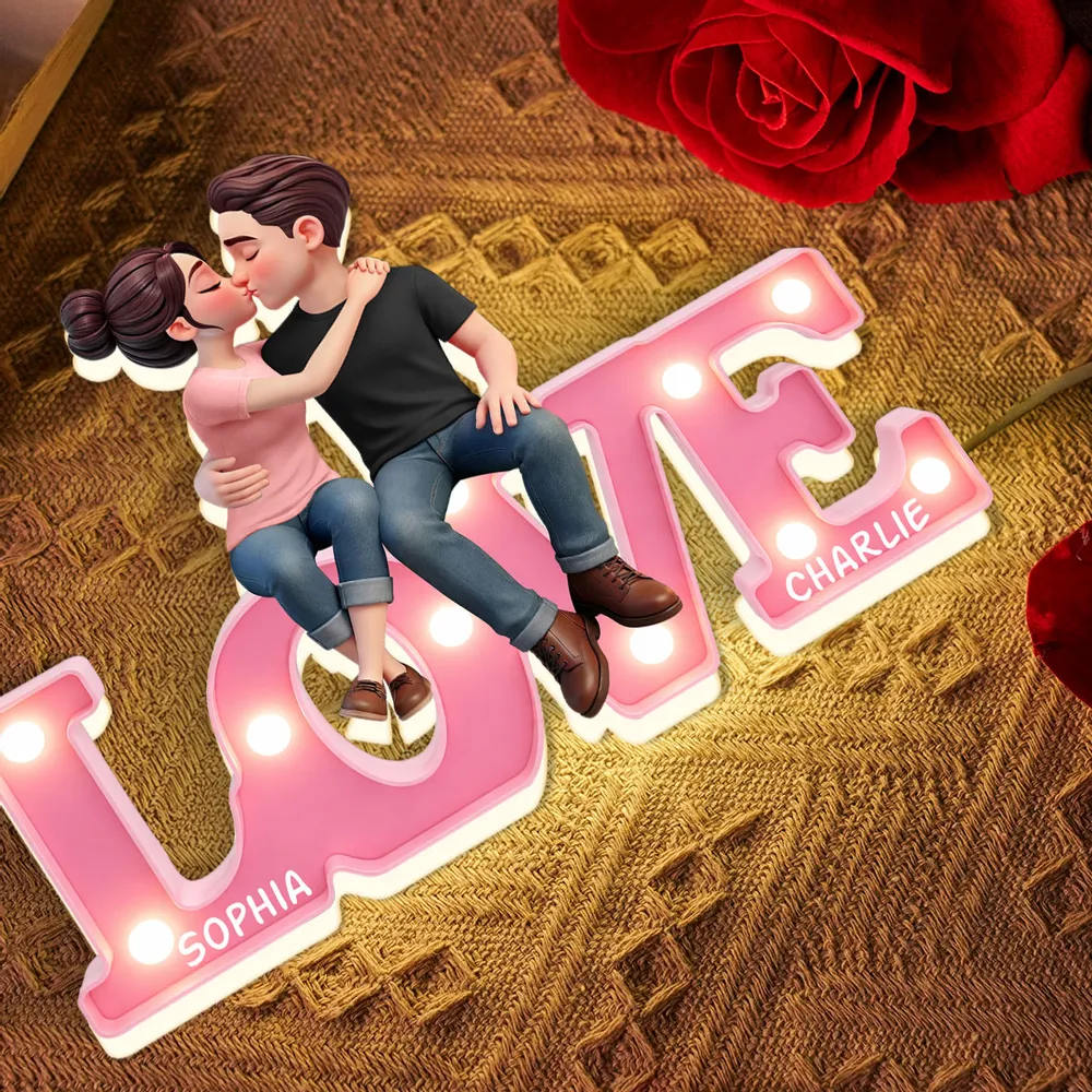 Personalized LOVE Couple Kissing Acrylic Light Box, Warm Glow Bedroom Decor, Unique Gift for Girlfriend or Boyfriend - Image 6