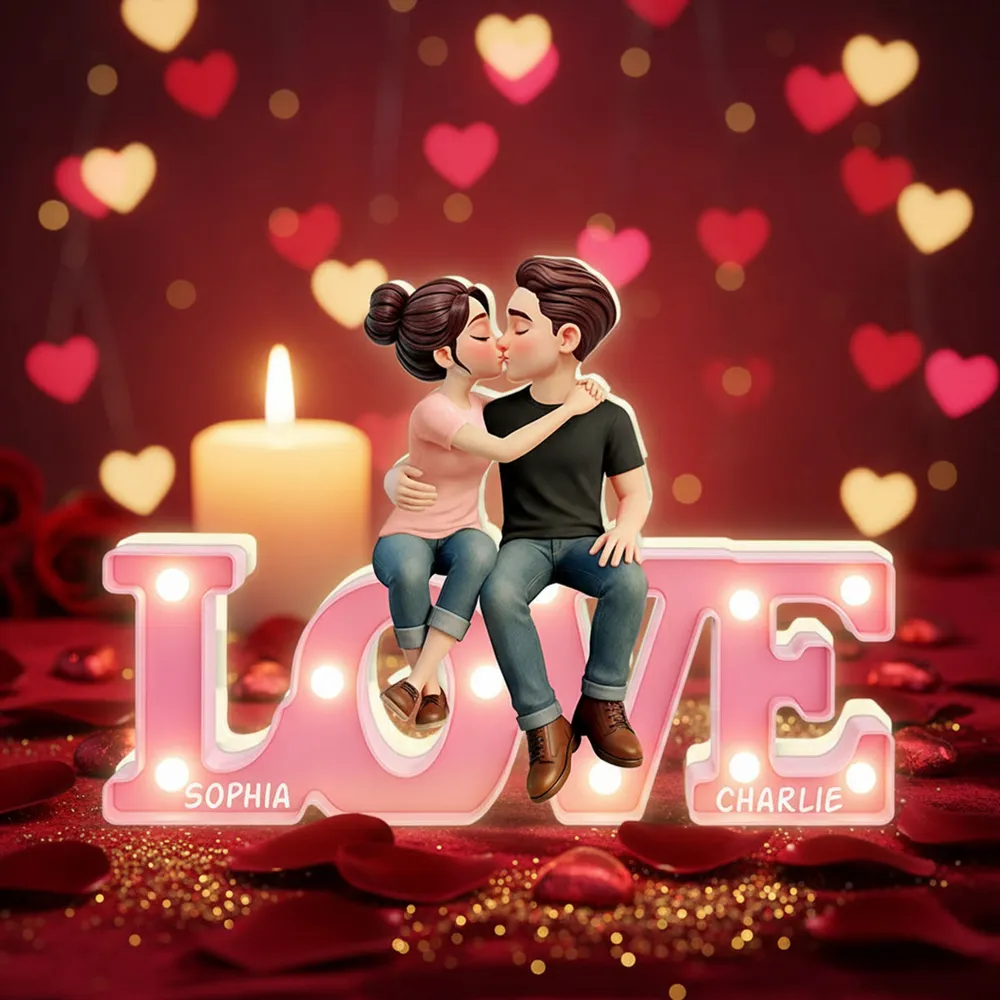 Personalized LOVE Couple Kissing Acrylic Light Box, Warm Glow Bedroom Decor, Unique Gift for Girlfriend or Boyfriend - Image 7