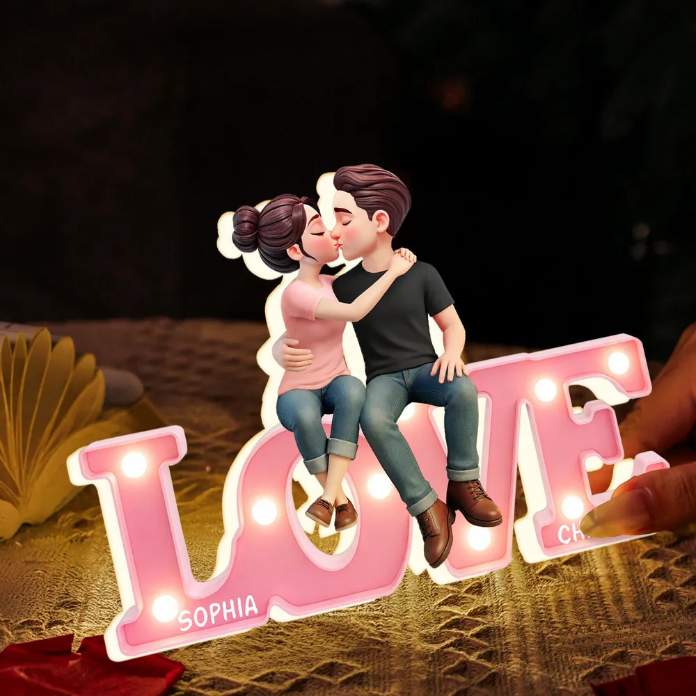 Personalized LOVE Couple Kissing Acrylic Light Box, Warm Glow Bedroom Decor, Unique Gift for Girlfriend or Boyfriend - Image 8