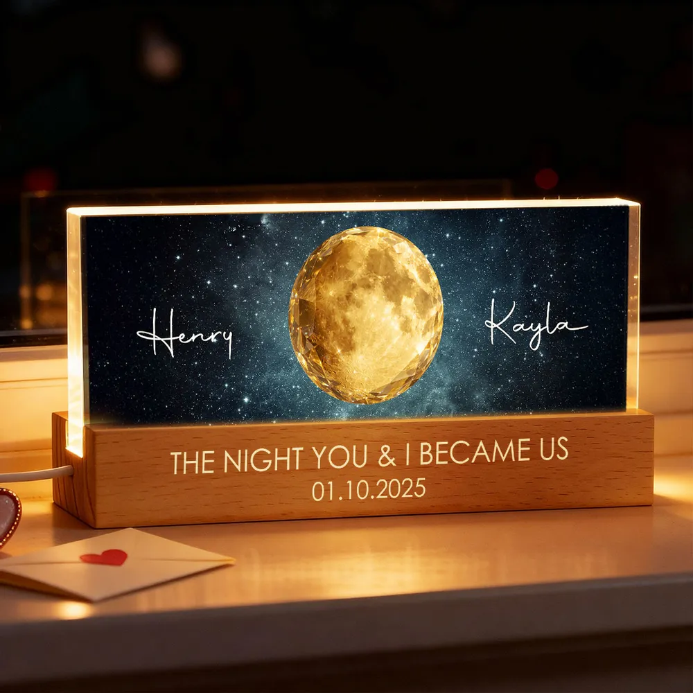 Personalized Moon Phase Block LED Light Plaque for Couple - Starry Night Bedside Decor, Unique Anniversary Gift - Image 7