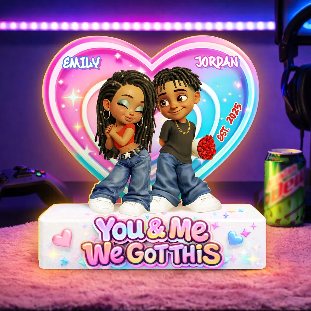Personalized You & Me We Got This Heart Acrylic Light Box, Cute Cartoon Couple Bedroom Glow, Unique Gift for Him or Her - Image 3