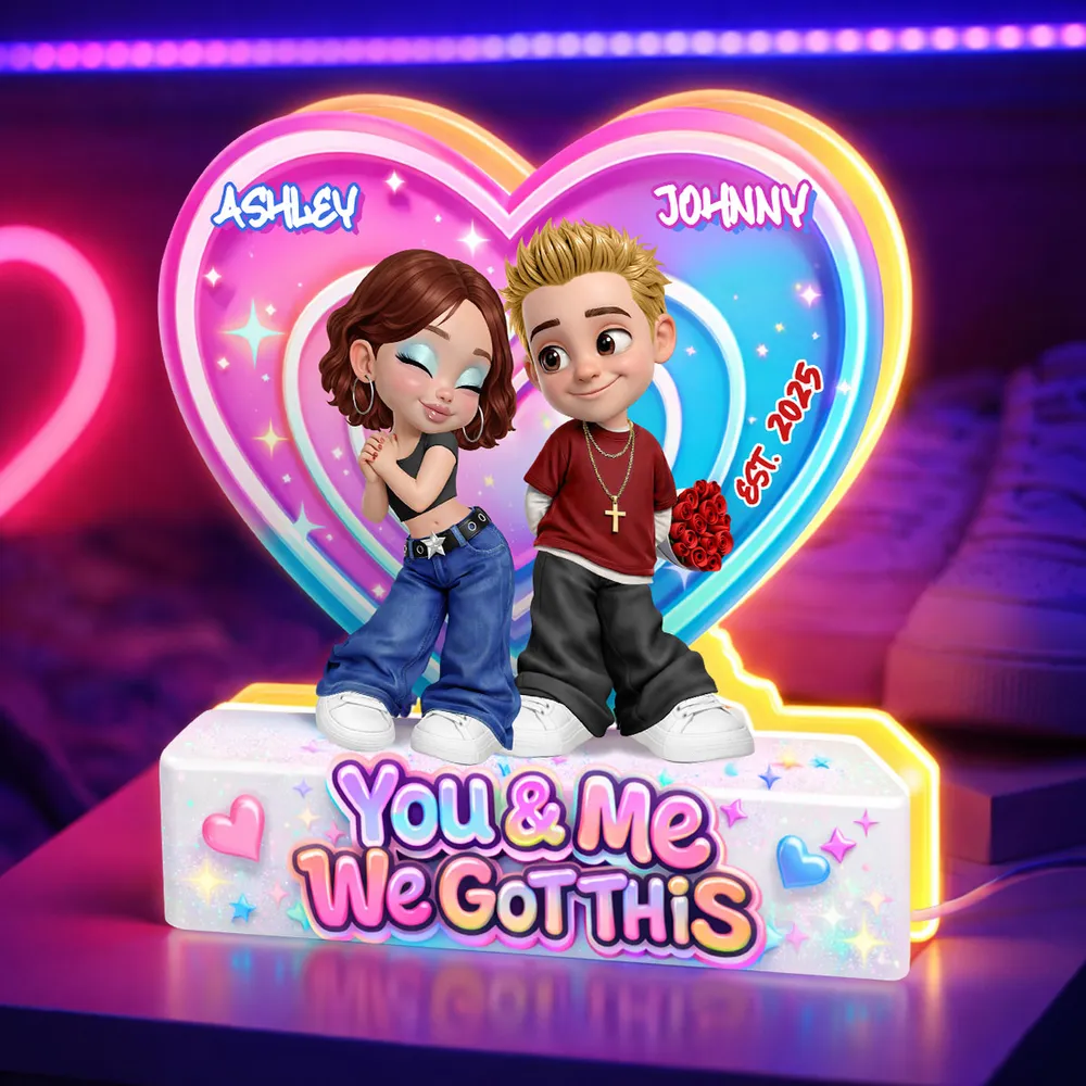 Personalized You & Me We Got This Heart Acrylic Light Box, Cute Cartoon Couple Bedroom Glow, Unique Gift for Him or Her - Image 5