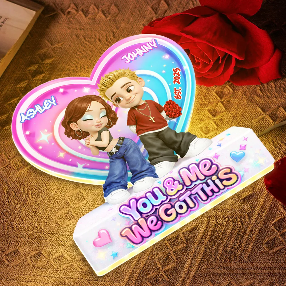 Personalized You & Me We Got This Heart Acrylic Light Box, Cute Cartoon Couple Bedroom Glow, Unique Gift for Him or Her - Image 7