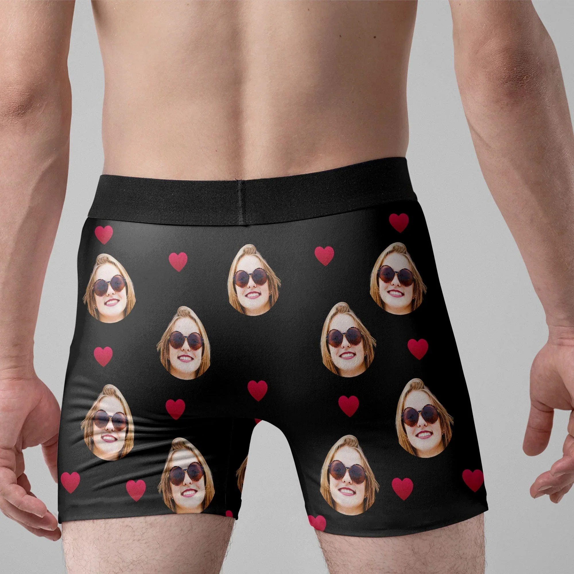 Personalized Photo Men's Boxer Briefs with Funny Love Quote, Black Heart Print, Unique Gift for Husband or Boyfriend - Image 3