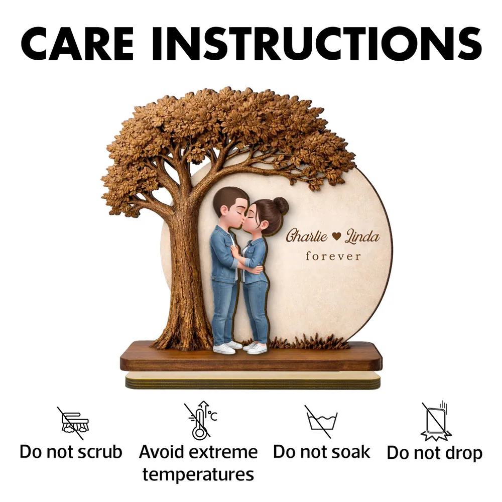 2-Layer Wooden Plaque Personalized Couple Love Tree Design Sweet Romantic Display for Bedroom or Living Room Unique Gift - Image 7