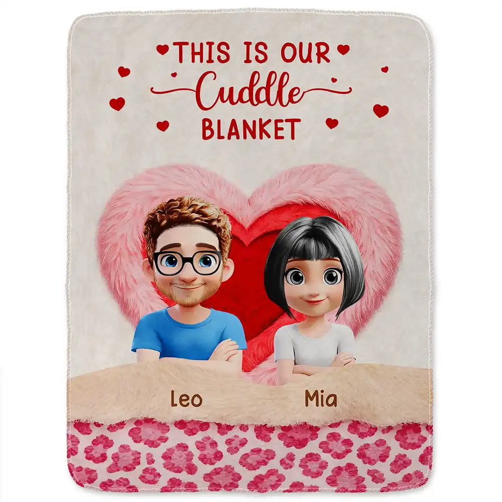 This Is Our Cuddle Blanket Personalized Fleece Blanket with Adorable Couple Illustration - Sweet Cozy Gift for Couples - Image 2