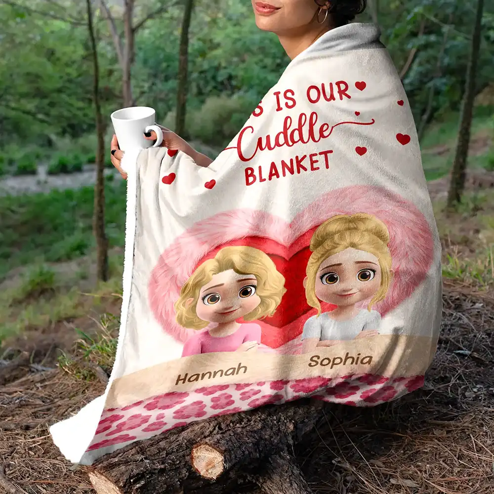 This Is Our Cuddle Blanket Personalized Fleece Blanket with Adorable Couple Illustration - Sweet Cozy Gift for Couples - Image 5