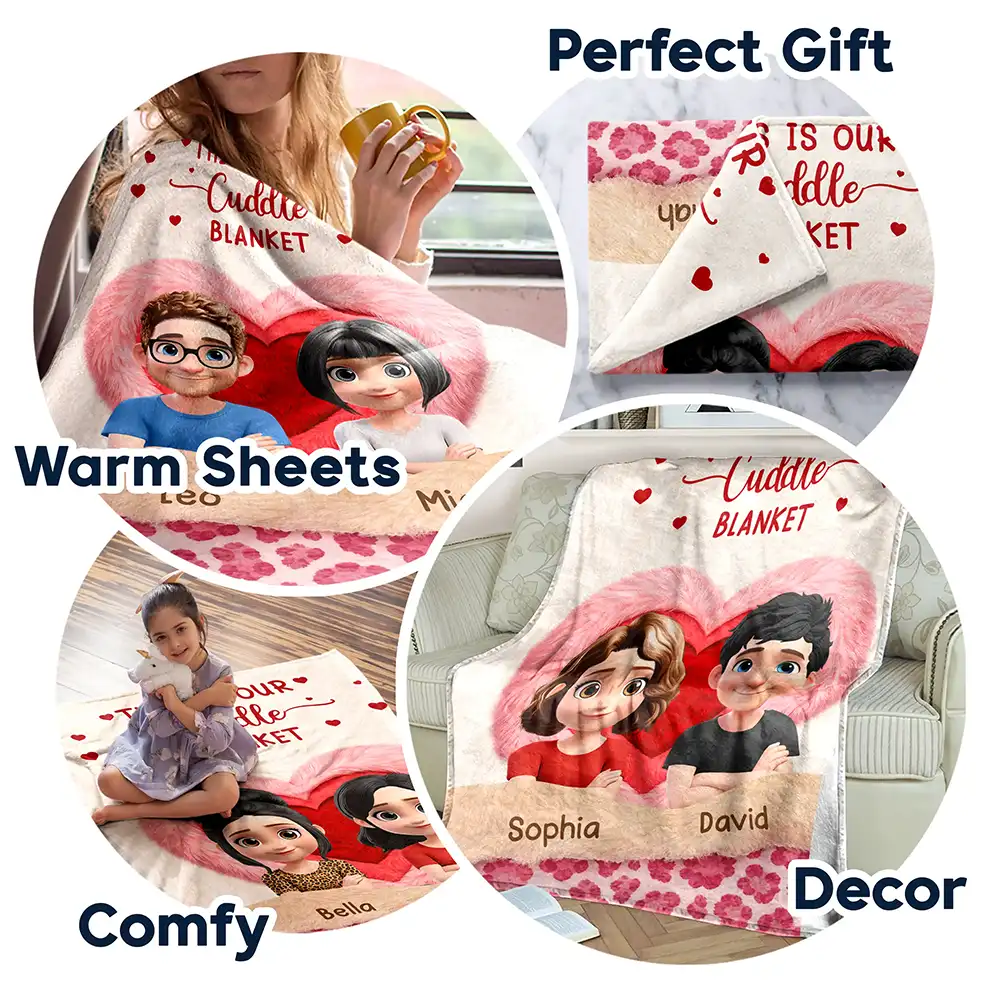 This Is Our Cuddle Blanket Personalized Fleece Blanket with Adorable Couple Illustration - Sweet Cozy Gift for Couples - Image 6