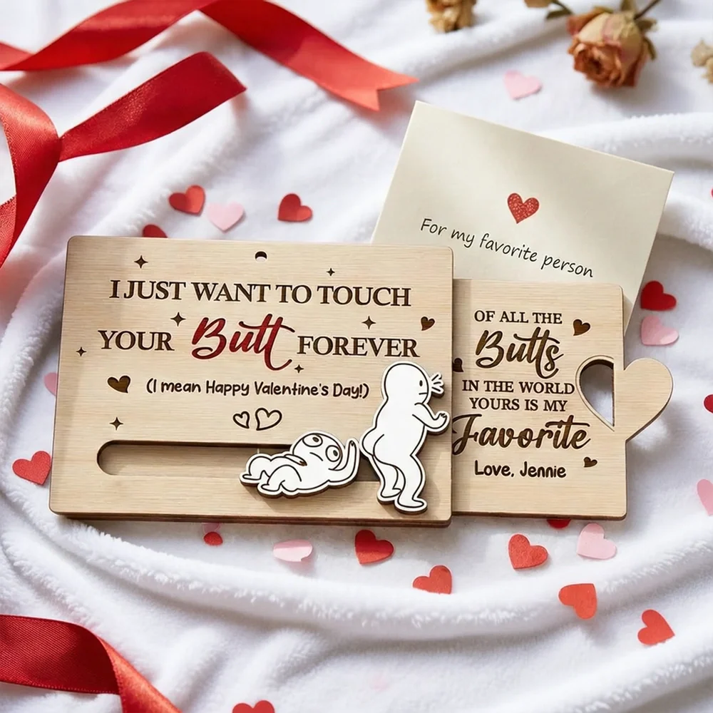 Personalized Wooden Sliding Ornament Funny Butt Quote for Couples - Unique Valentine's Day Gift for Him or Her