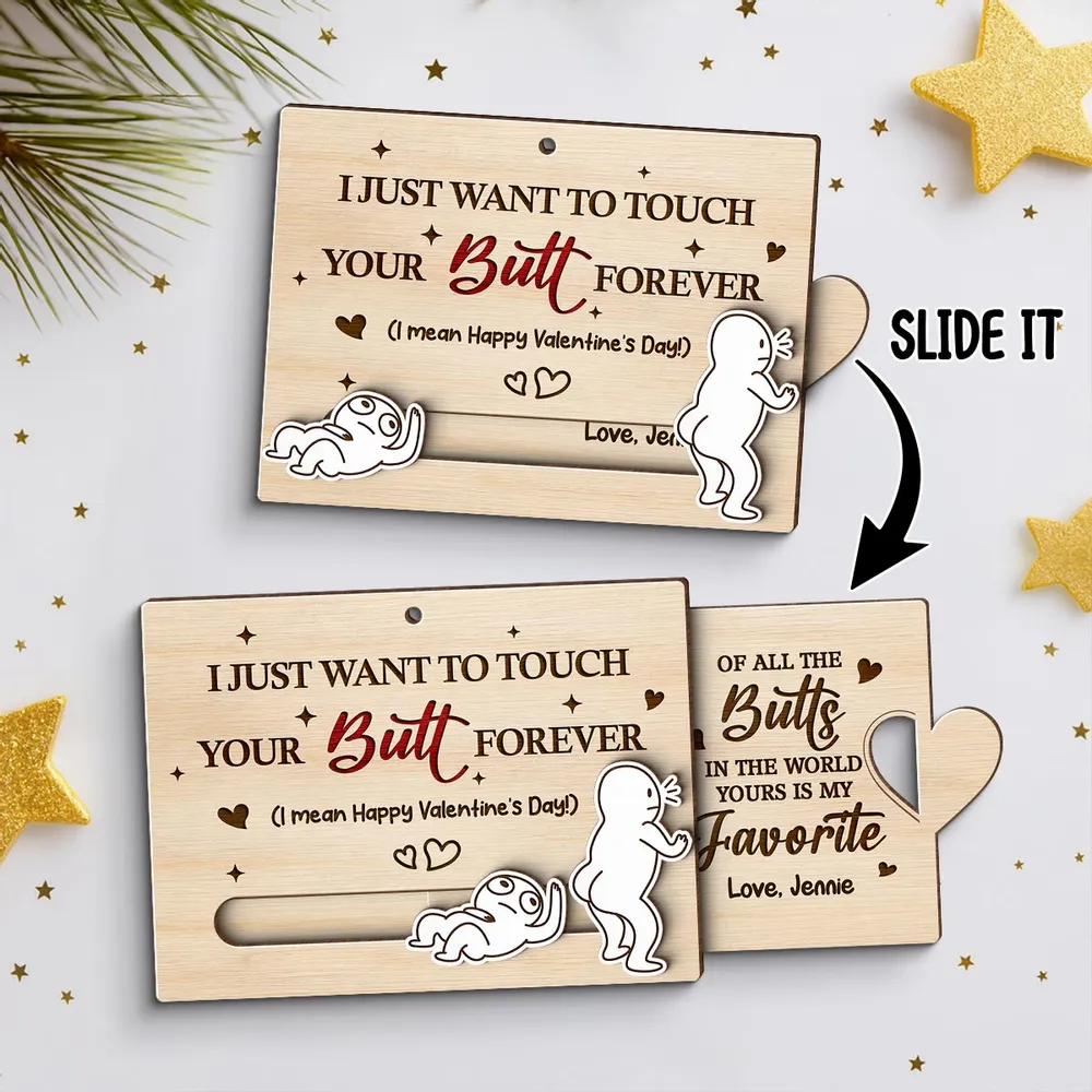 Personalized Wooden Sliding Ornament Funny Butt Quote for Couples - Unique Valentine's Day Gift for Him or Her - Image 5