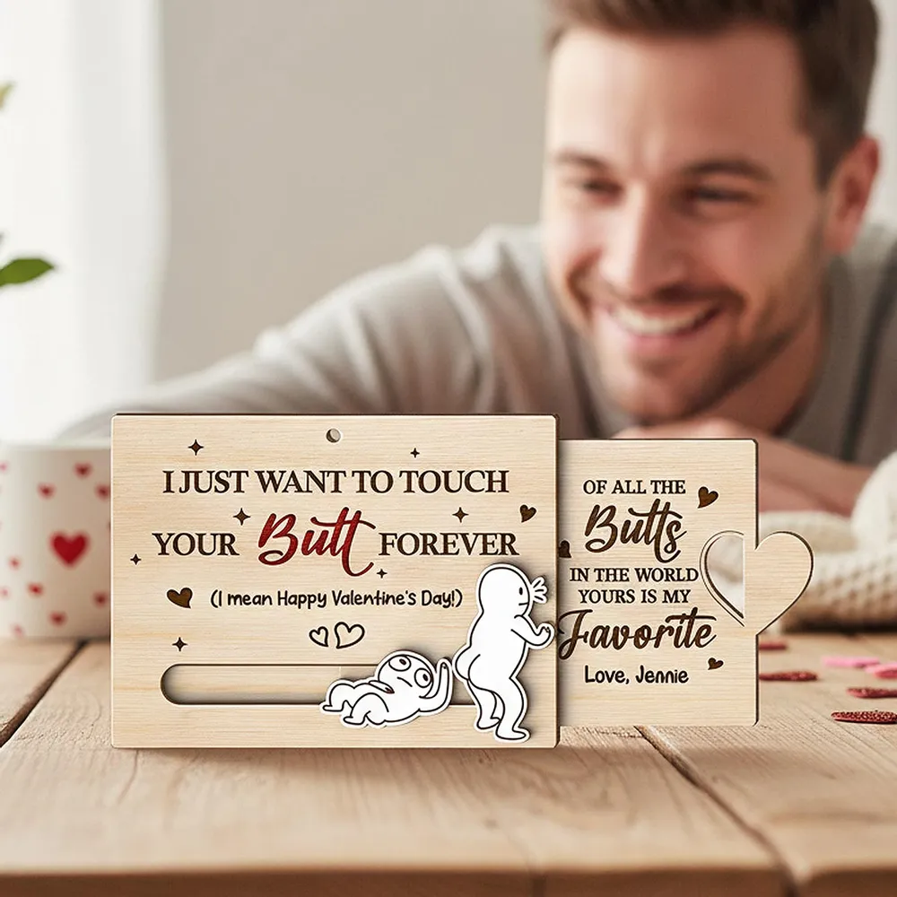 Personalized Wooden Sliding Ornament Funny Butt Quote for Couples - Unique Valentine's Day Gift for Him or Her - Image 7