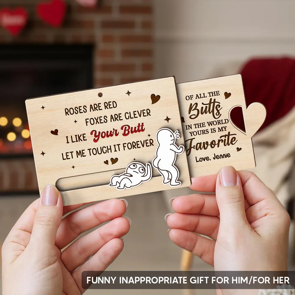 Personalized Wooden Sliding Ornament Funny Butt Quote for Couples - Unique Valentine's Day Gift for Him or Her - Image 8