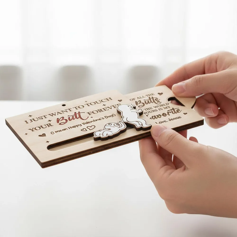 Personalized Wooden Sliding Ornament Funny Butt Quote for Couples - Unique Valentine's Day Gift for Him or Her - Image 9