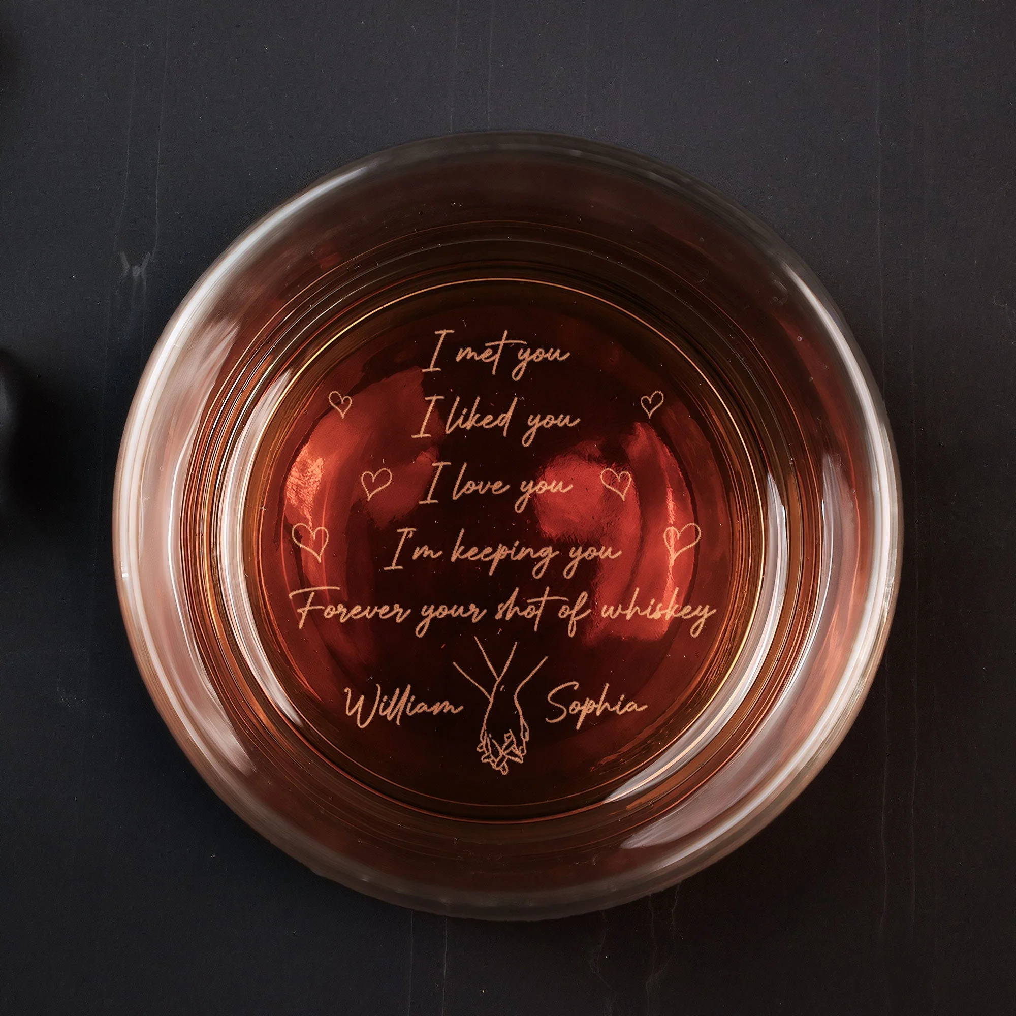 Personalized Engraved Whiskey Glass With Romantic Quote For Couples A Unique Gift With Sweet Hearts - Image 3