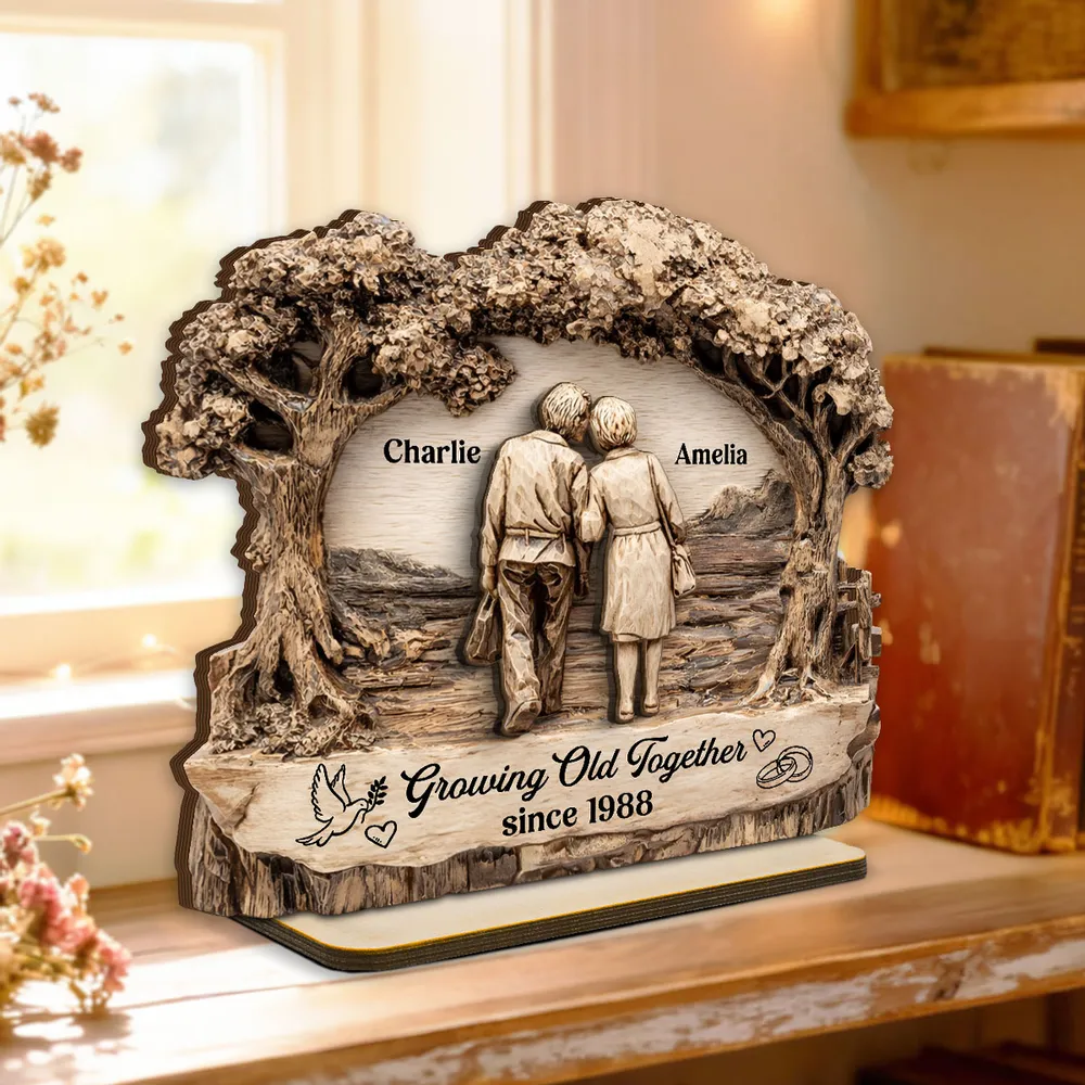 Personalized 2-Layer Wooden Plaque with Walking Couple Under Trees Romantic Unique Gift for Husband or Wife - Image 6