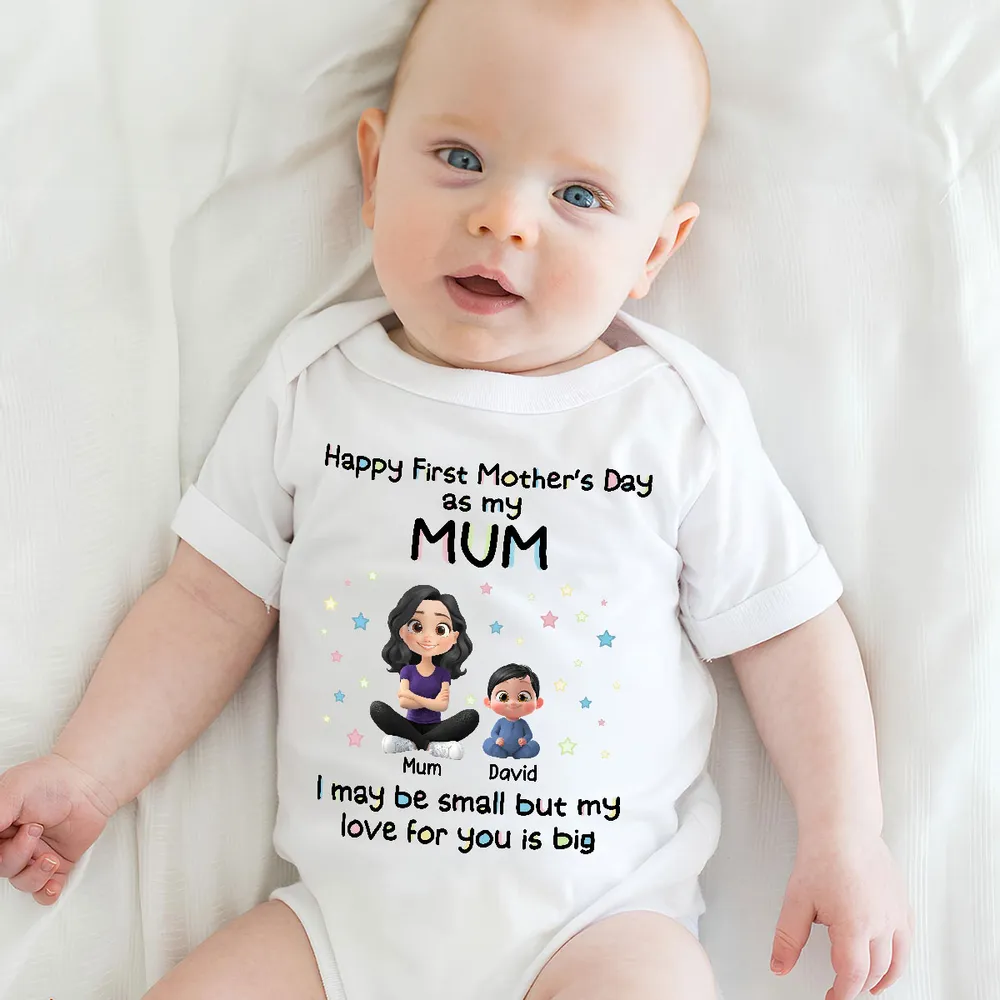 Personalized Short Sleeve Baby Onesie First Mother's Day Mom & Baby Cartoon Gift - Unique Photo Ready Keepsake - Image 6
