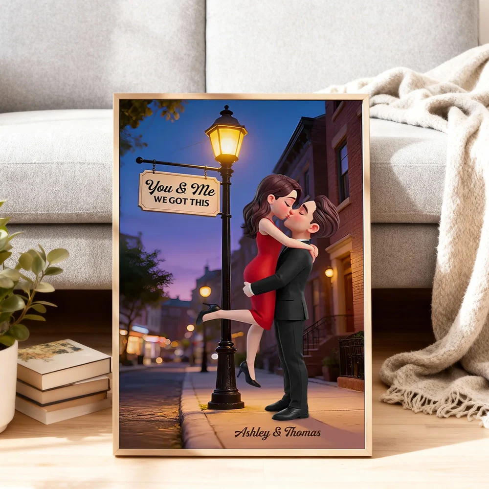 You & Me We Got This Street Lamp Couple Hug Poster, Personalized Modern Wall Decor, Sweet Gift for Couple - Image 5