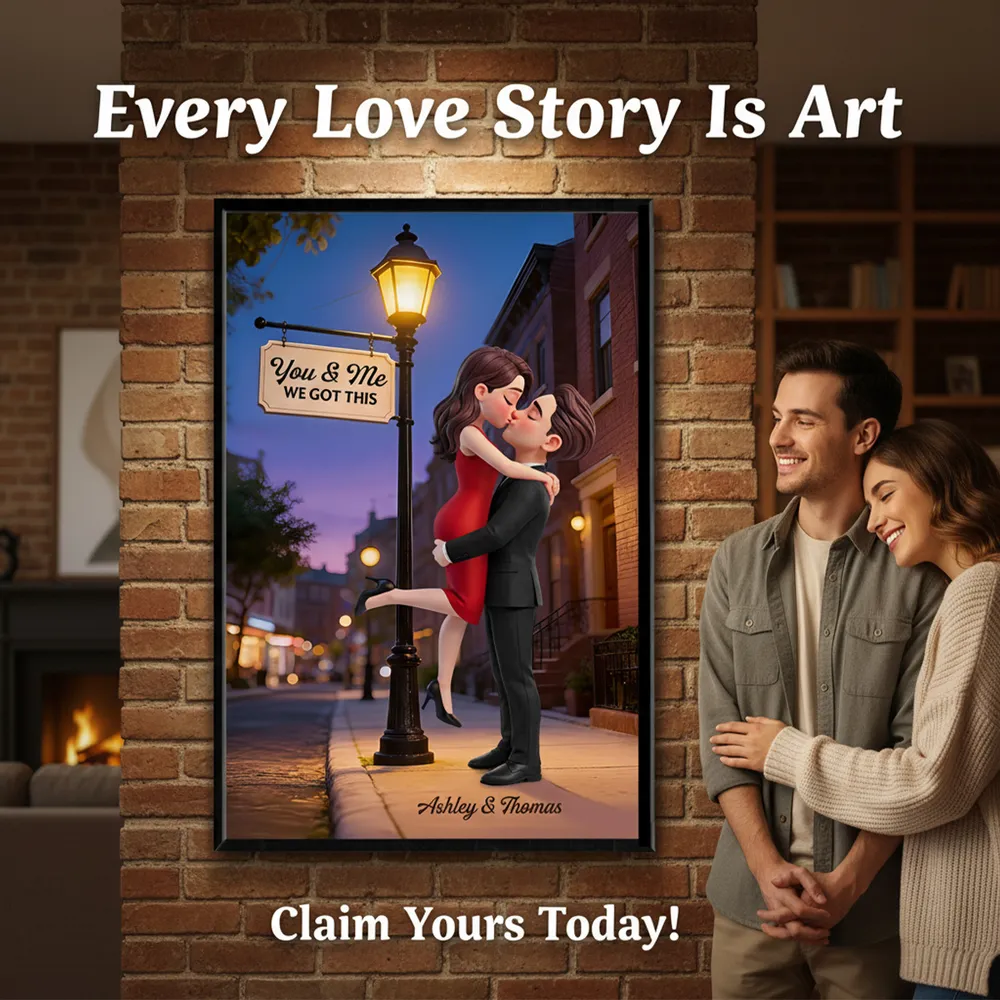 You & Me We Got This Street Lamp Couple Hug Poster, Personalized Modern Wall Decor, Sweet Gift for Couple - Image 6