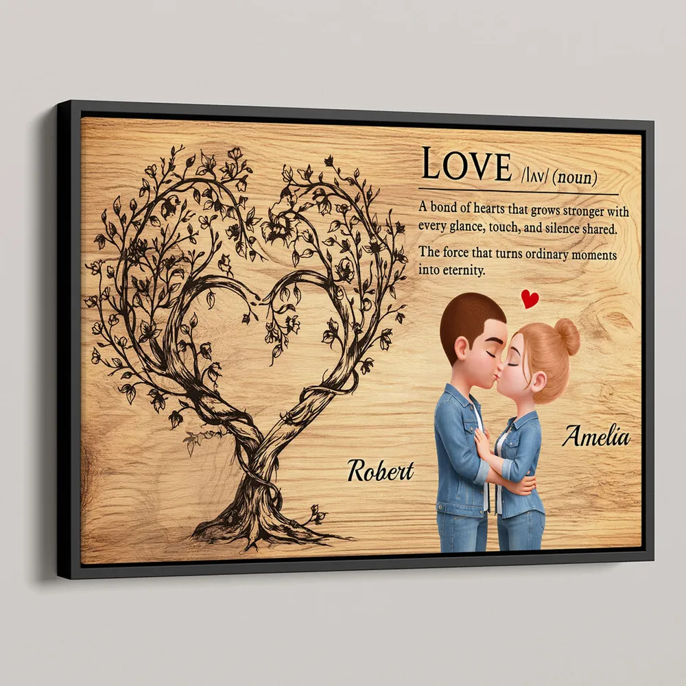 Romantic Couple Kissing Poster with Love Quote and Heart Tree, Personalized Wall Decor, Unique Gift for Couples - Image 2