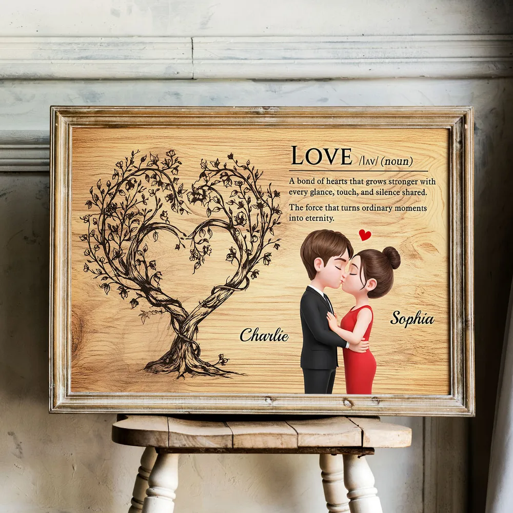 Romantic Couple Kissing Poster with Love Quote and Heart Tree, Personalized Wall Decor, Unique Gift for Couples - Image 4