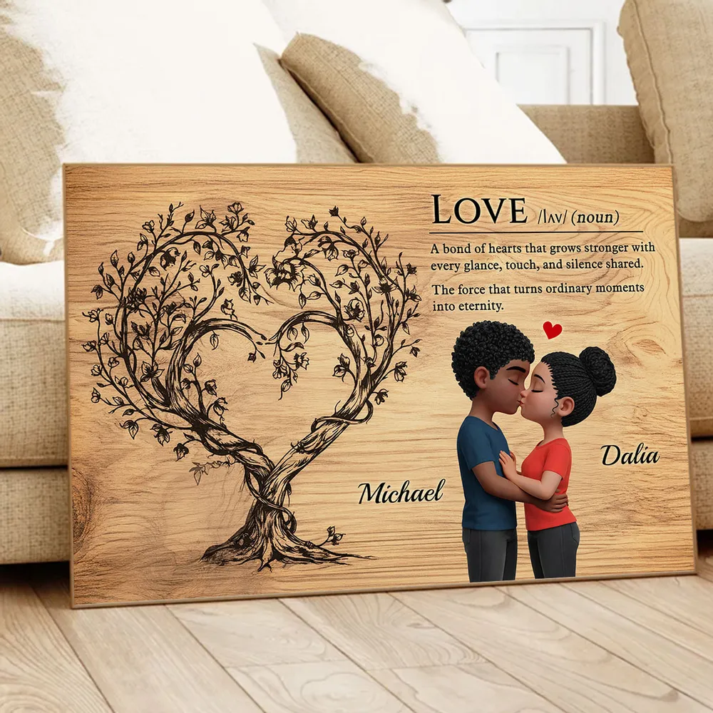 Romantic Couple Kissing Poster with Love Quote and Heart Tree, Personalized Wall Decor, Unique Gift for Couples - Image 5