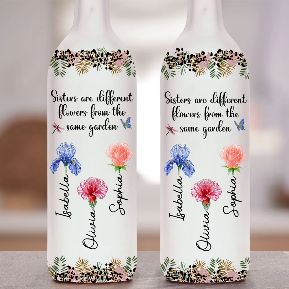 Sisters Are Different Flowers Bottle Lamp, Personalized Floral Bottle Lamp for Cozy Ambient Light, Thoughtful Gift for Sister - Image 5