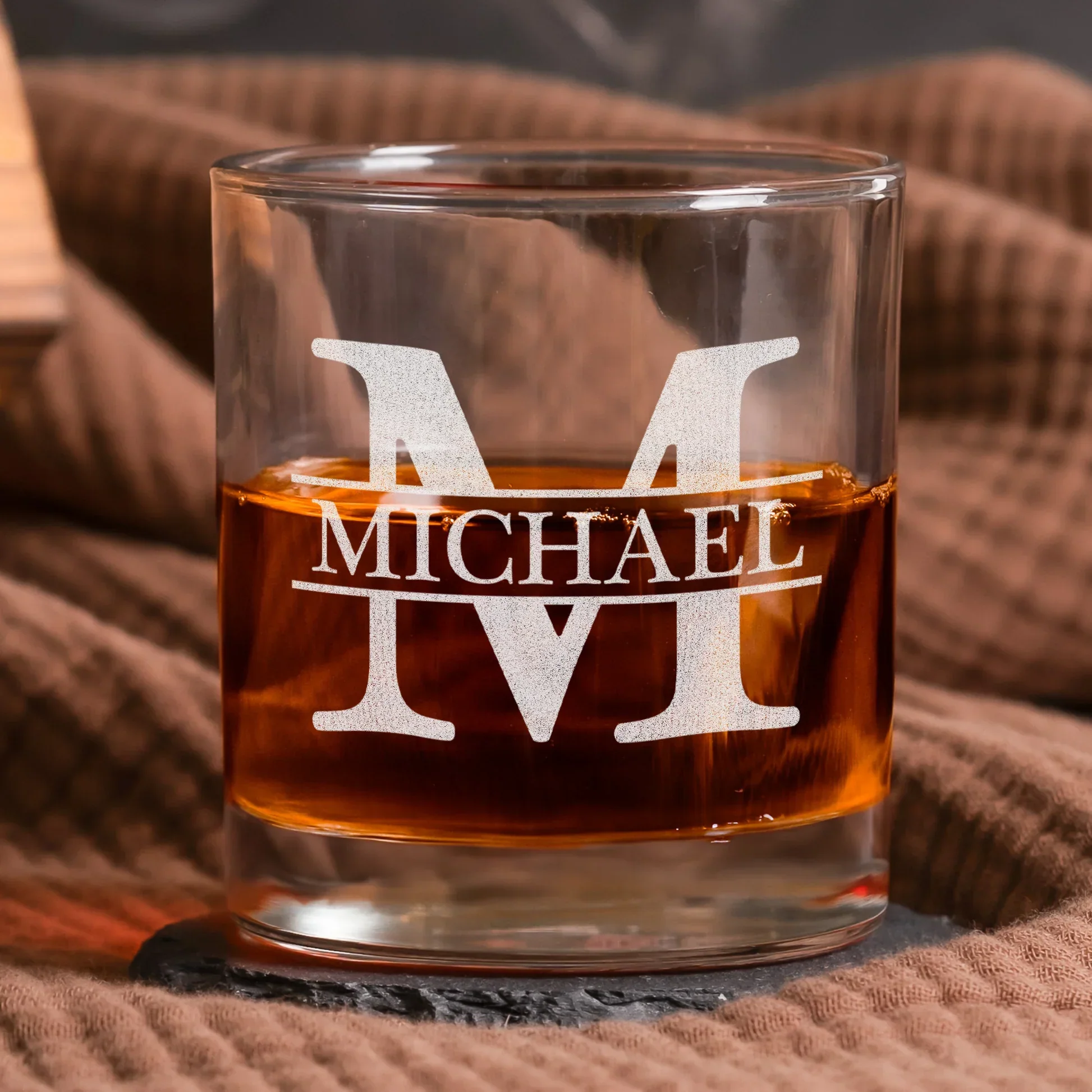 Personalized Whiskey Glass with Initial & Custom Name - Funny Romantic Gift for Husband or Boyfriend, Bar-Ready Look - Image 2
