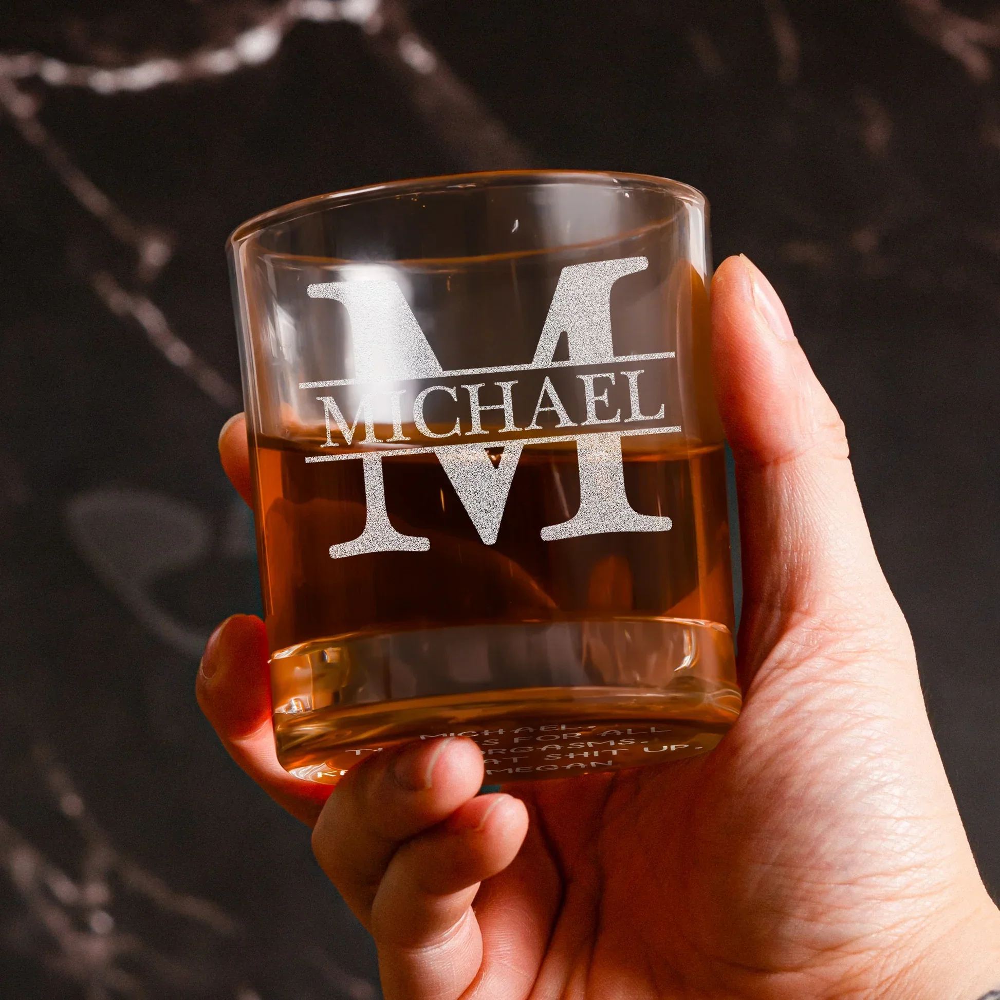Personalized Whiskey Glass with Initial & Custom Name - Funny Romantic Gift for Husband or Boyfriend, Bar-Ready Look - Image 4