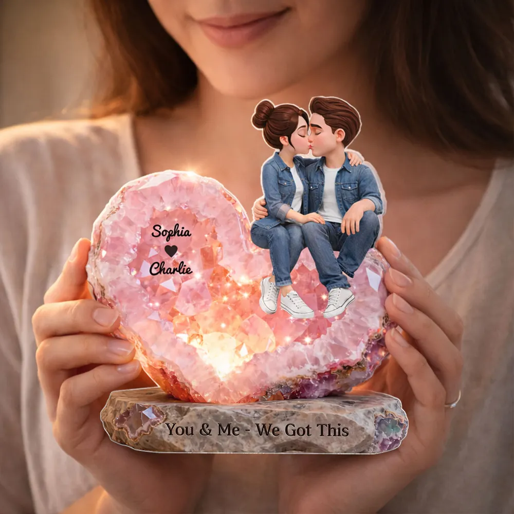 Personalized Shaped Acrylic Block Plaque, Kissing Couple Rose Quartz Heart Decor, You & Me We Got This Unique Gift - Image 8