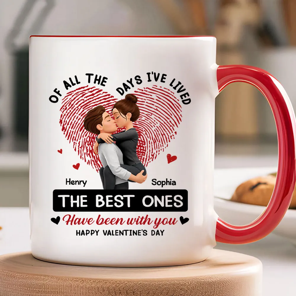 Personalized Ceramic Mug with Kissing Couple and Heart Print, Valentine's Day Coffee Gift for Him or Her - Image 3
