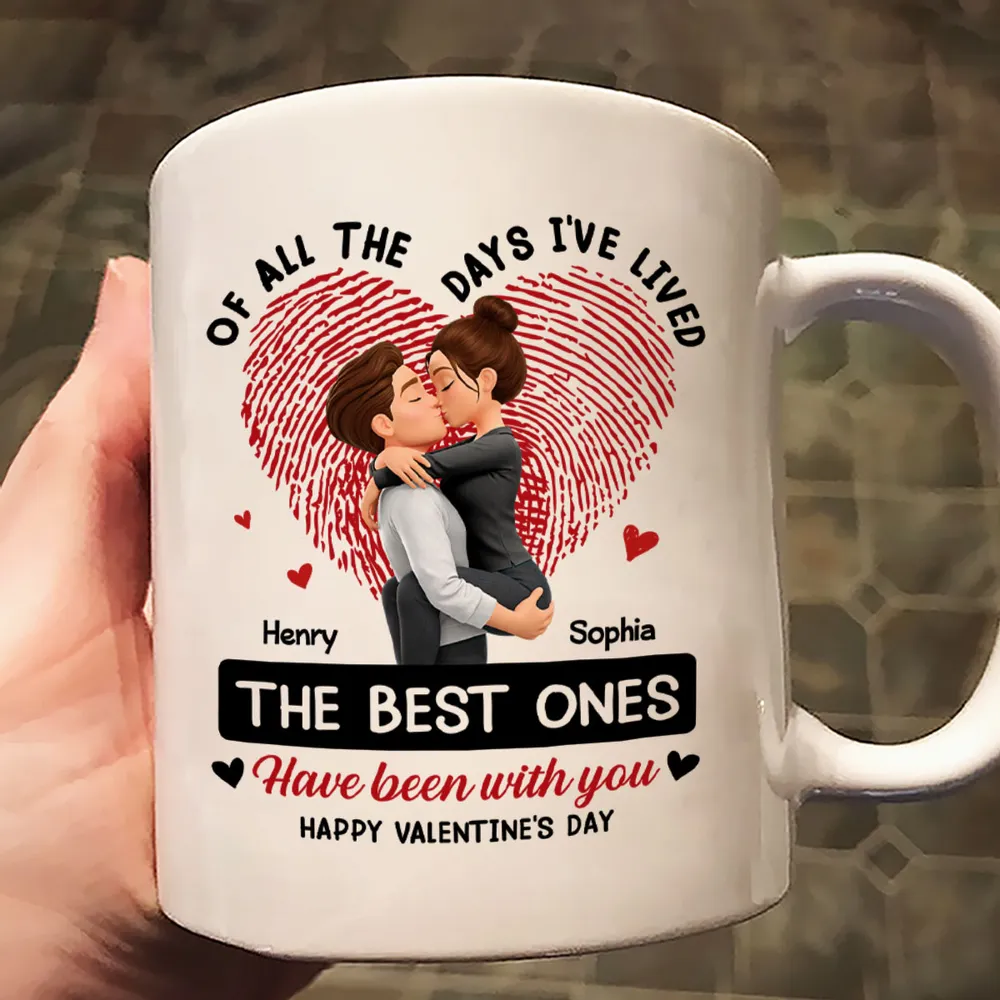 Personalized Ceramic Mug with Kissing Couple and Heart Print, Valentine's Day Coffee Gift for Him or Her - Image 5