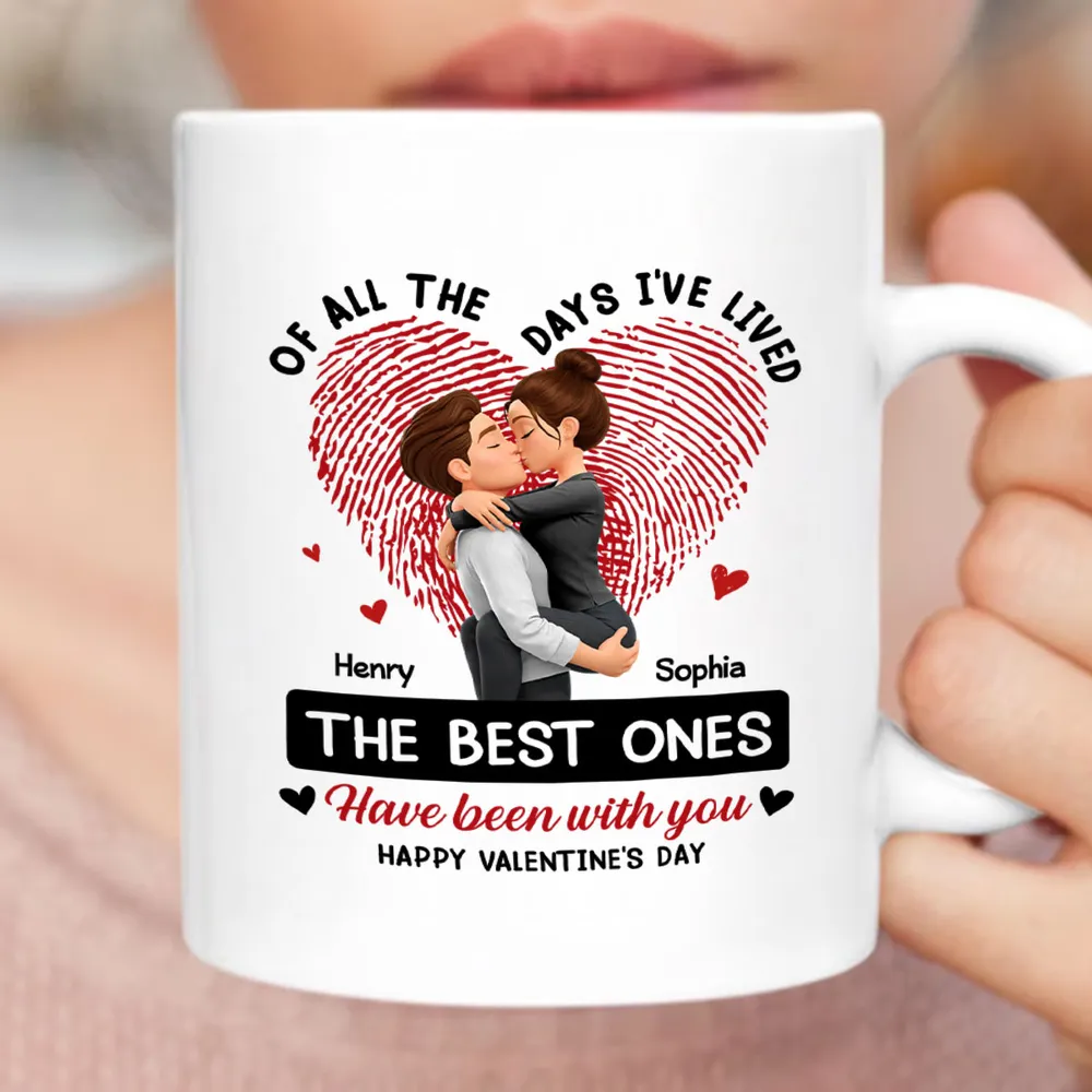 Personalized Ceramic Mug with Kissing Couple and Heart Print, Valentine's Day Coffee Gift for Him or Her - Image 7