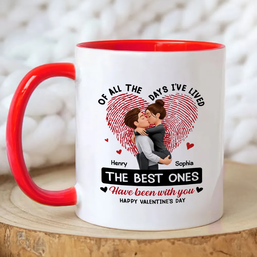 Personalized Ceramic Mug with Kissing Couple and Heart Print, Valentine's Day Coffee Gift for Him or Her - Image 8