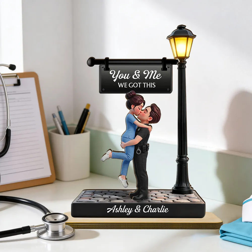 Personalized 2-Layer Wooden Plaque Lamp Post Couple Kissing You & Me We Got This Unique Romantic Gift For Him Or Her - Image 5