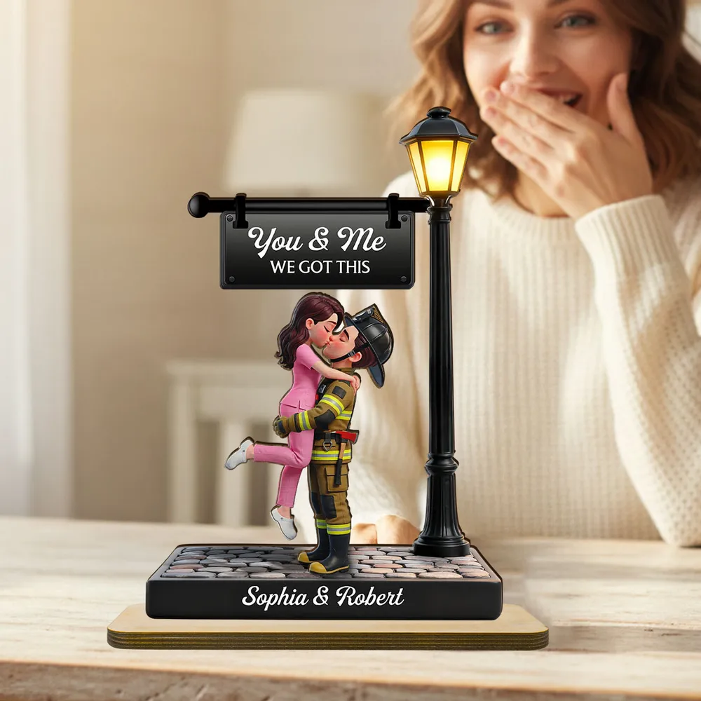 Personalized 2-Layer Wooden Plaque Lamp Post Couple Kissing You & Me We Got This Unique Romantic Gift For Him Or Her - Image 8