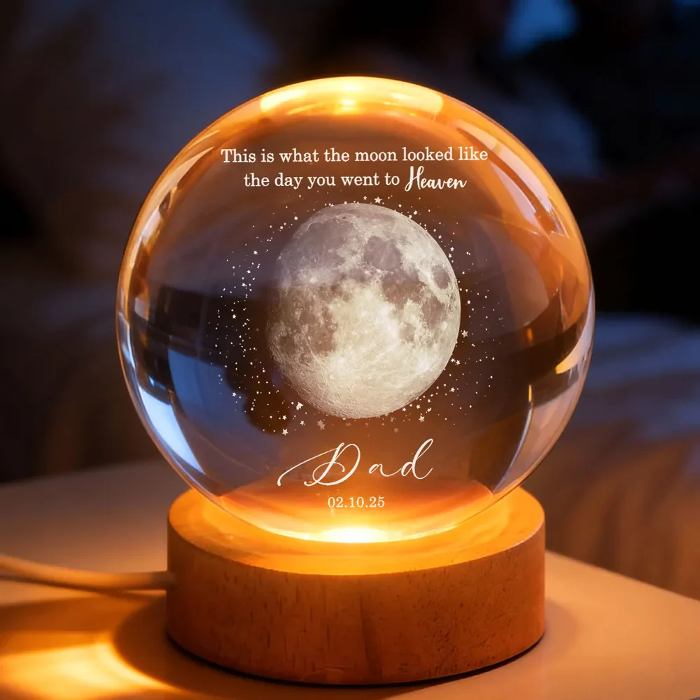Personalized 3-Color K5 Globe Lamp Moon Phase Memorial Night Light, A Unique Sympathy Gift For Dad - Image 2
