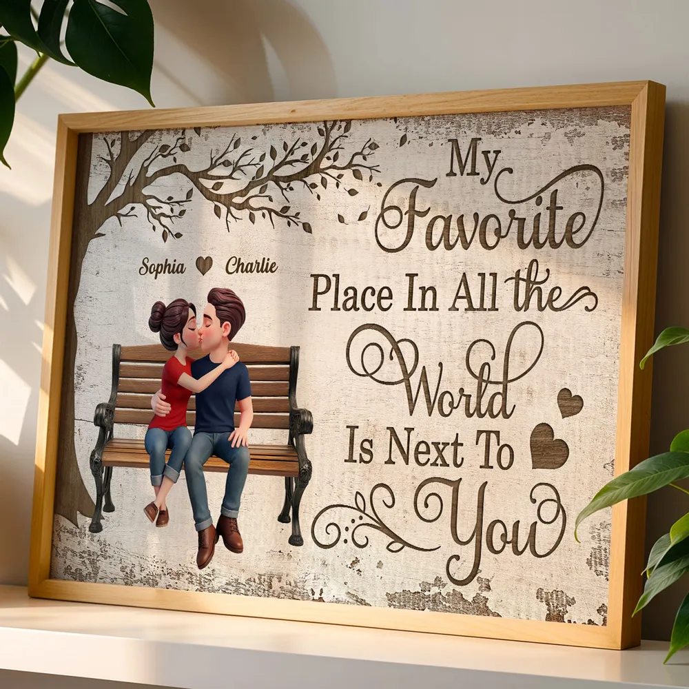 My Favorite Place In All The World Is Next To You Personalized Poster, Sweet Couple Wall Decor, Creative Gift - Image 2