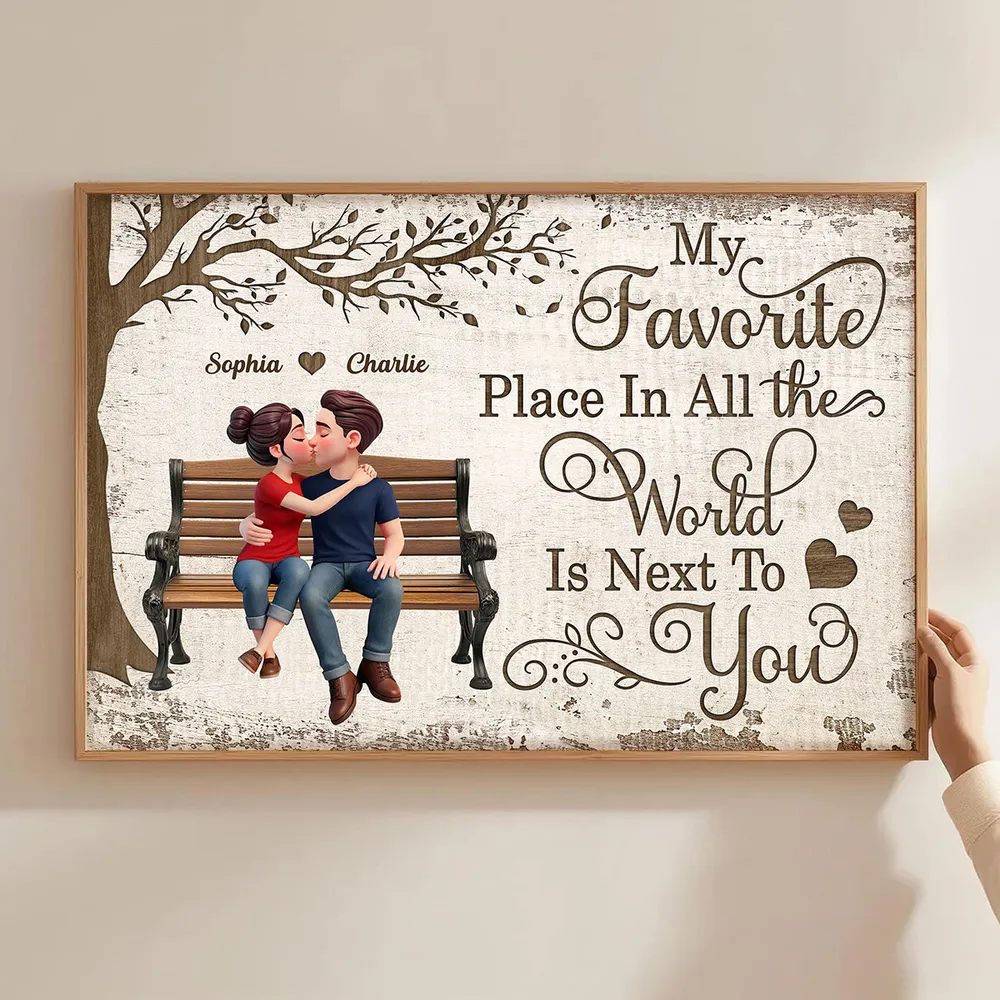 My Favorite Place In All The World Is Next To You Personalized Poster, Sweet Couple Wall Decor, Creative Gift - Image 5