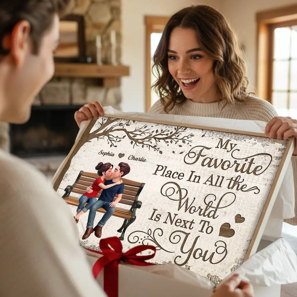 My Favorite Place In All The World Is Next To You Personalized Poster, Sweet Couple Wall Decor, Creative Gift - Image 7