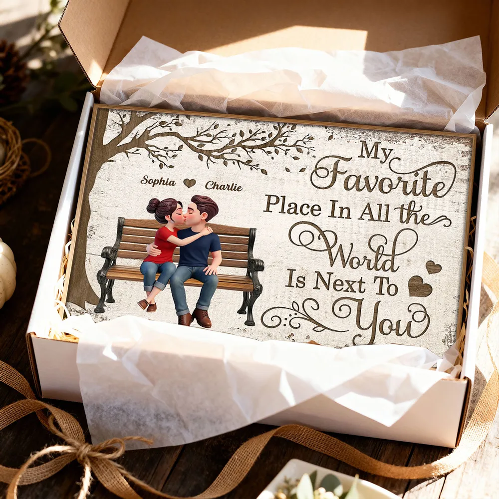 My Favorite Place In All The World Is Next To You Personalized Poster, Sweet Couple Wall Decor, Creative Gift - Image 8