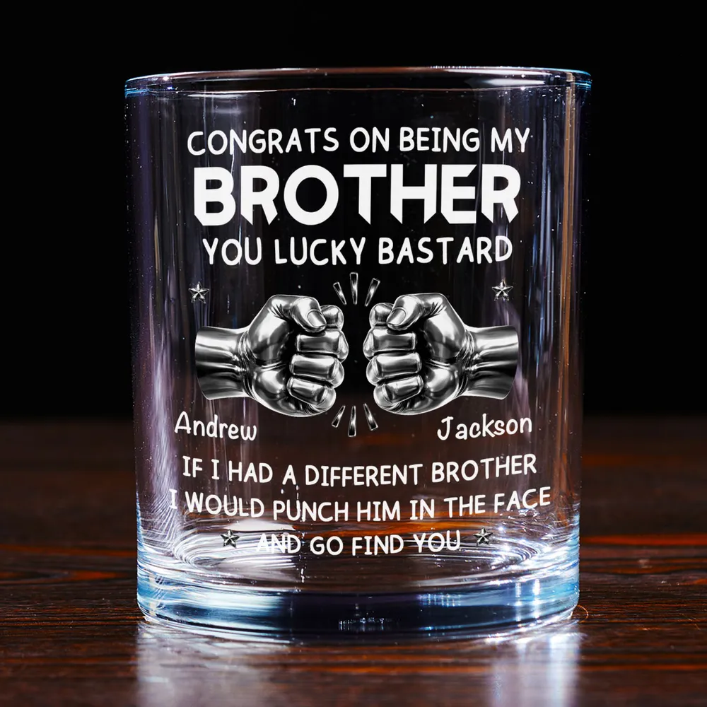 Whiskey Glass Personalized for Brothers with Bold Funny Message, Unique Gift for Whiskey Lover and Bar Display - Image 4