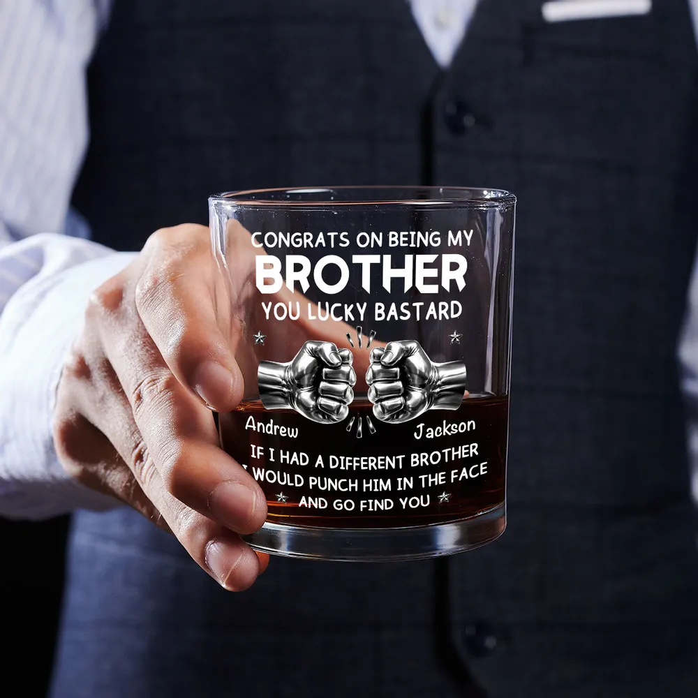 Whiskey Glass Personalized for Brothers with Bold Funny Message, Unique Gift for Whiskey Lover and Bar Display - Image 6