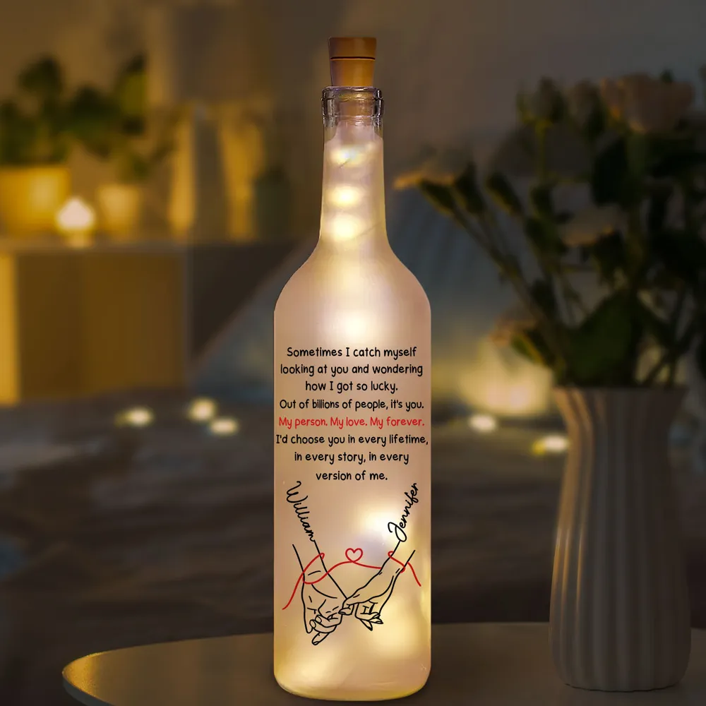 Custom Bottle Lamp With Soft Warm Light, Sweet 'How Lucky I Am' Message, Cozy Home Decor Accent, Thoughtful Gift for Her or Him - Image 5