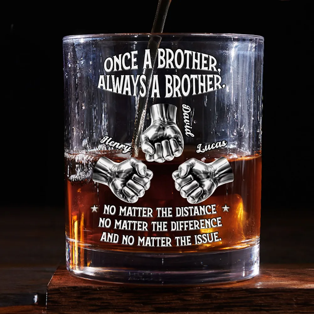 Always A Brother Personalized Whiskey Glass - Meaningful Sibling Gift For Whiskey Lovers, Bar-Ready Keepsake - Image 2