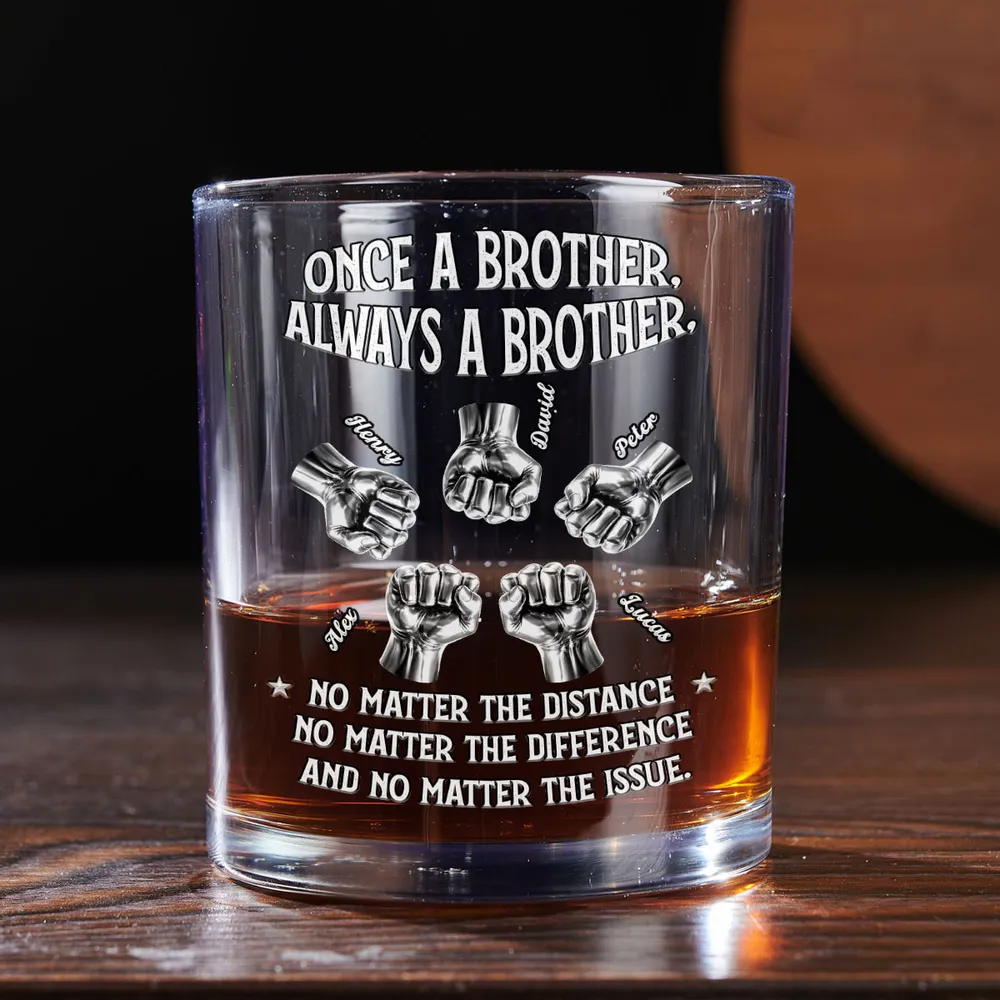Always A Brother Personalized Whiskey Glass - Meaningful Sibling Gift For Whiskey Lovers, Bar-Ready Keepsake - Image 5
