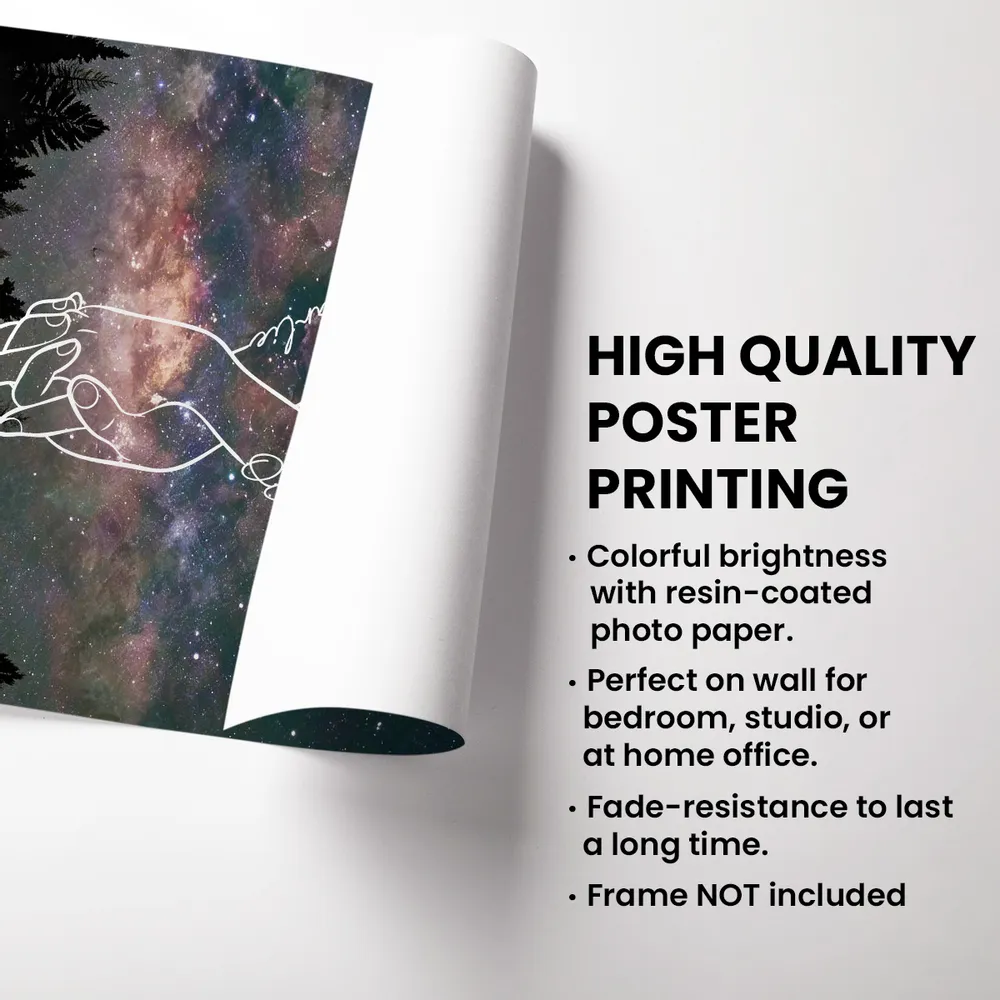 Personalized Moon Phase Poster, Couple Holding Hands Line Art on Starry Sky Wall Art, Unique Romantic Gift - Image 7