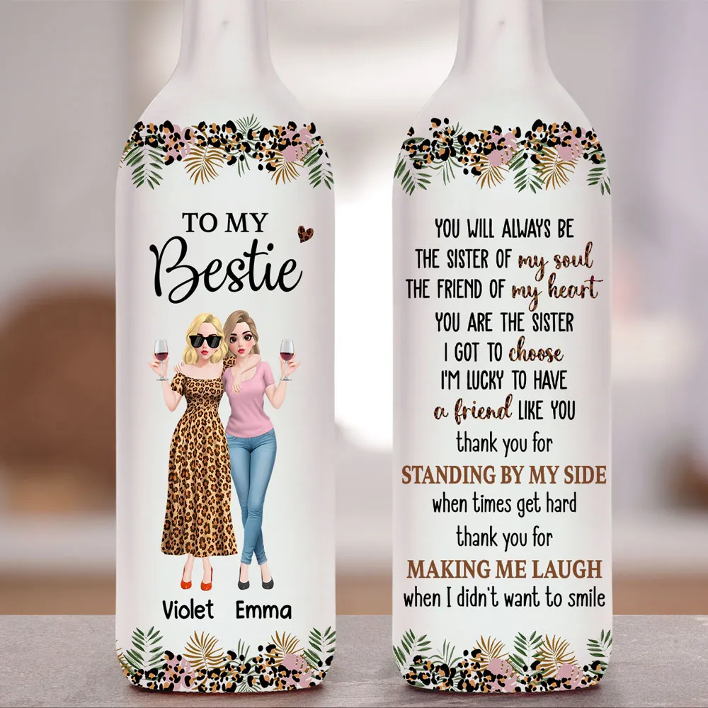To My Bestie Bottle Lamp Personalized Friendship Quote Night Light Cozy Room Decor A Thoughtful Gift for Her - Image 4