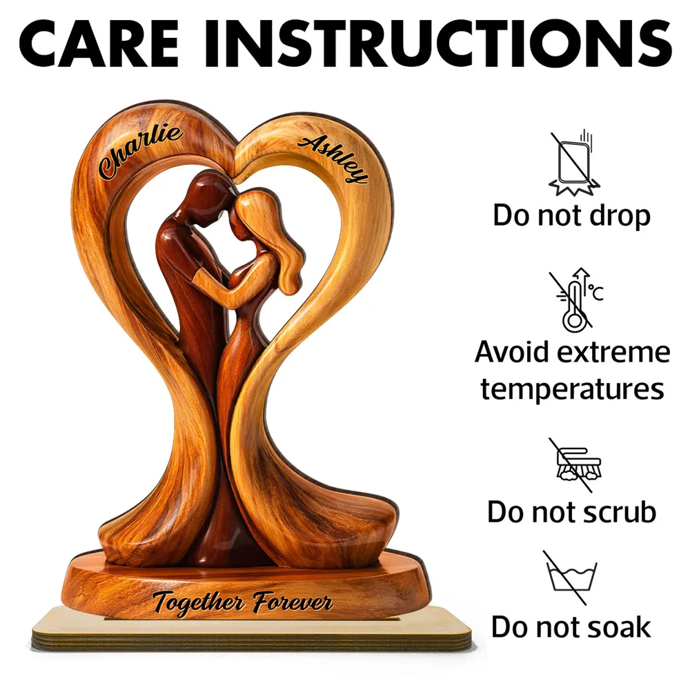 Personalized 2-Layer Wooden Plaque Heart Couple Hugging Together Forever Unique Anniversary Gift for Husband or Wife - Image 5