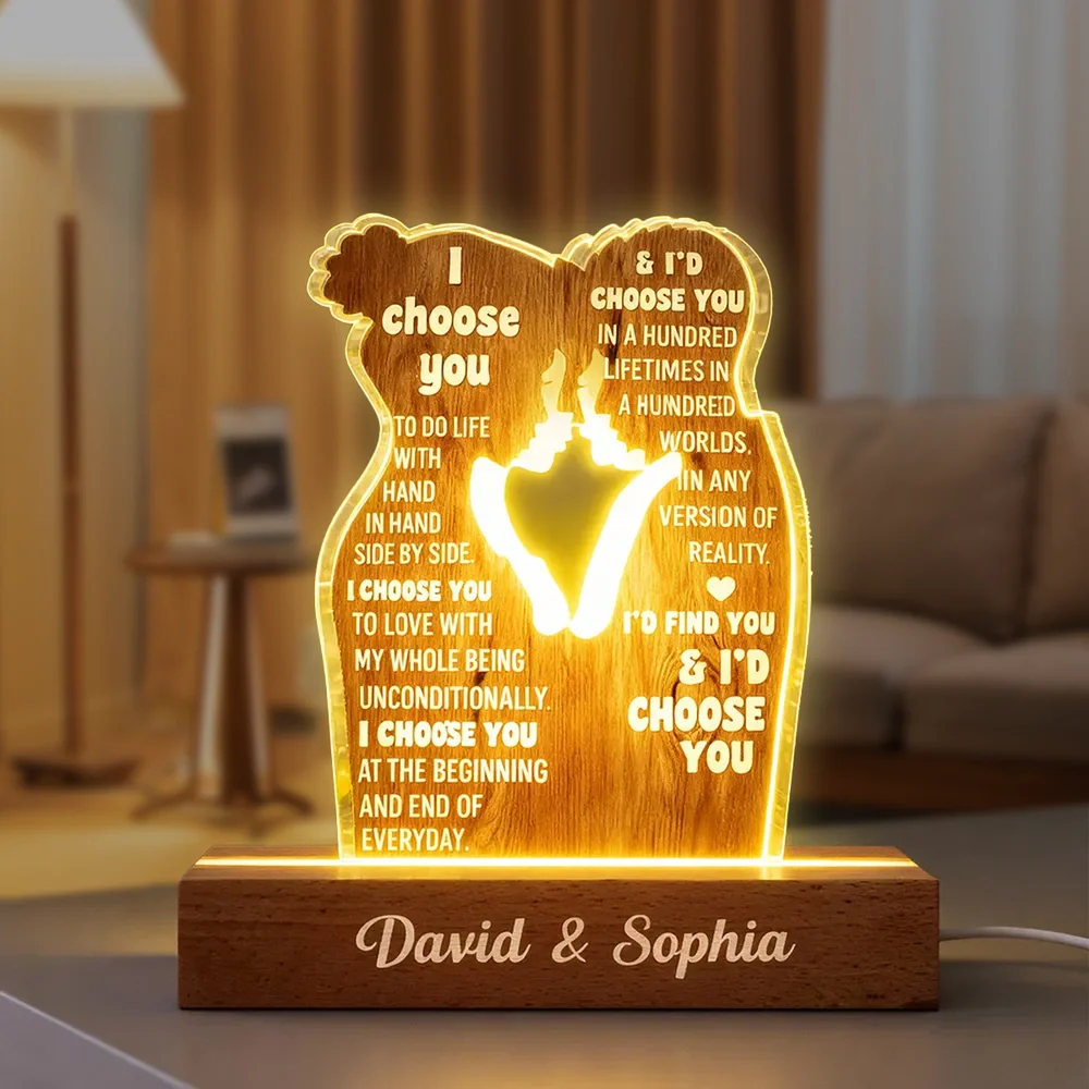 Personalized Block LED Light Plaque Couple Silhouette Quote Night Light for Bedroom - Unique Romantic Gift for Him or Her