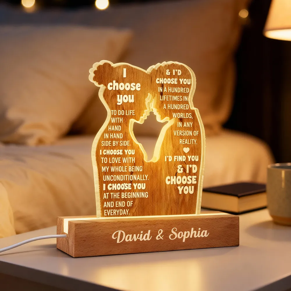 Personalized Block LED Light Plaque Couple Silhouette Quote Night Light for Bedroom - Unique Romantic Gift for Him or Her - Image 6